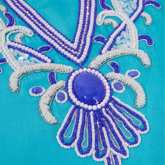 Boston Proper Aqua and Indigo Embroidered Tunic - Picture 3 of 7